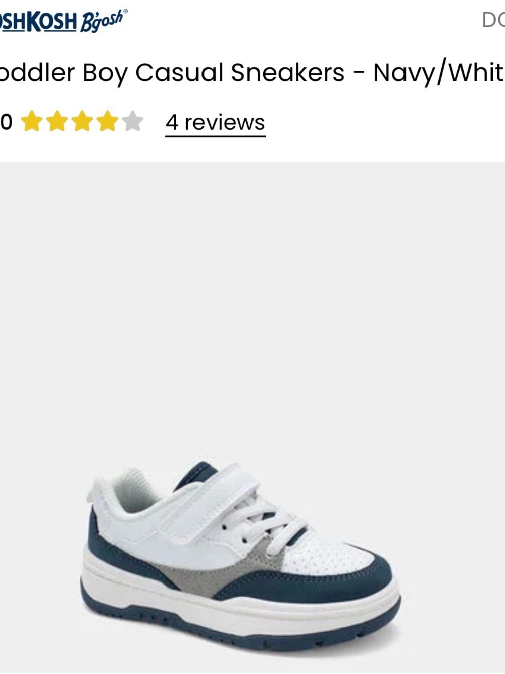 OshKosh B'gosh Navy, White and Gray Toddler casual Hook-and-Loop Sneakers